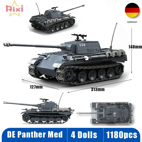 WW2 Military Tanks Building Block Set - Panther & Sherman Models for Children 6+ ToylandEU.com Toyland EU