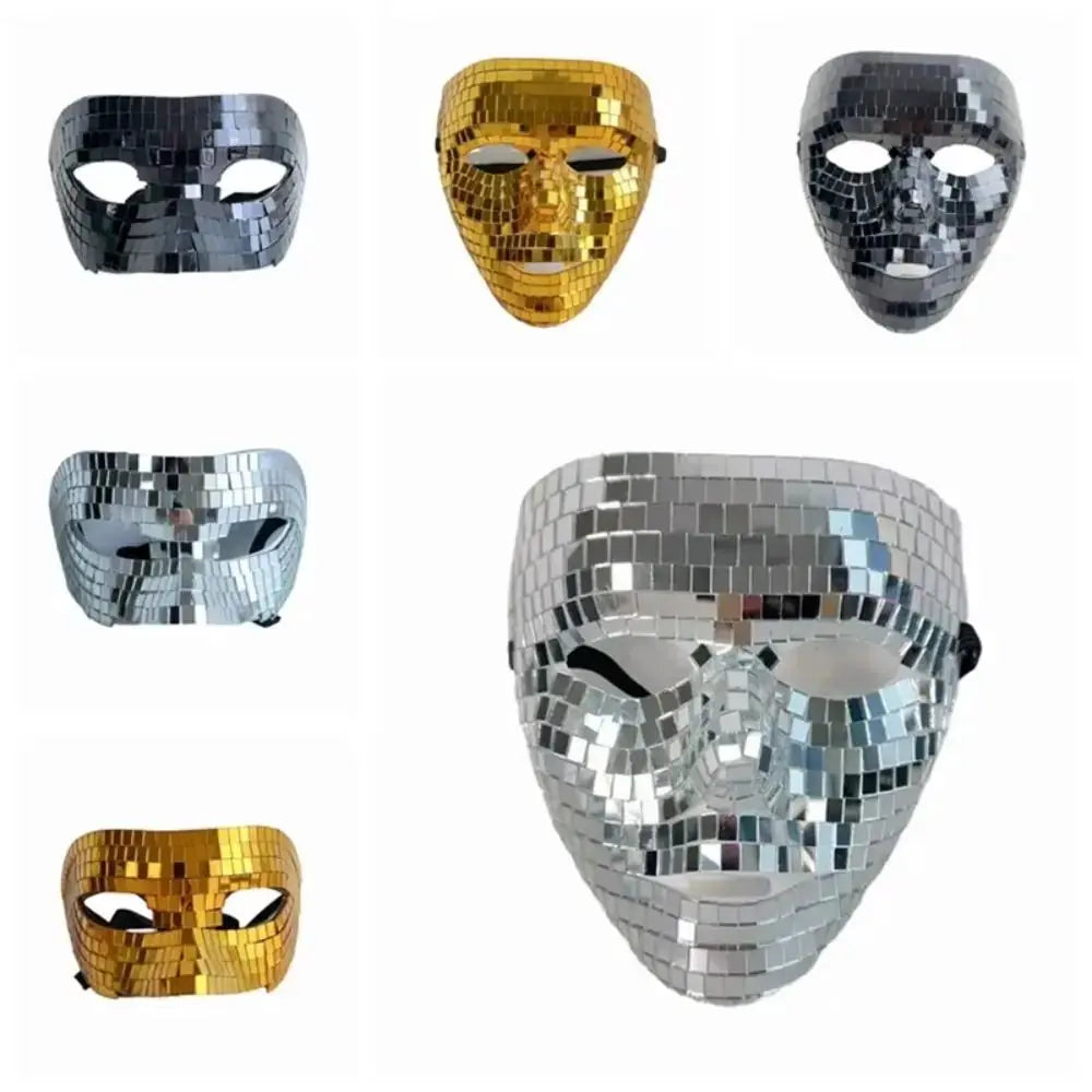 Elegant Masquerade Ball Glitter Mirror Face Mask Full Face Half Face Night Club Mask Eye Mask Party Supplies Home DJ Decor Gift - ToylandEU