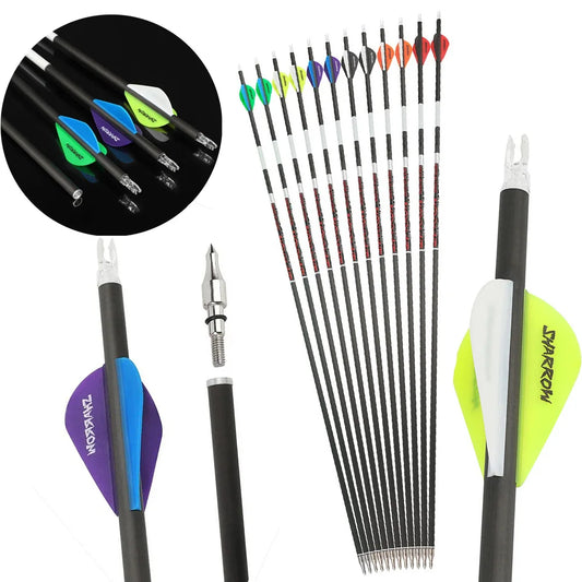 Pure Carbon Arrows | 6.2Mm Id | Multi Spine 300 400 500 | Recurve Bow