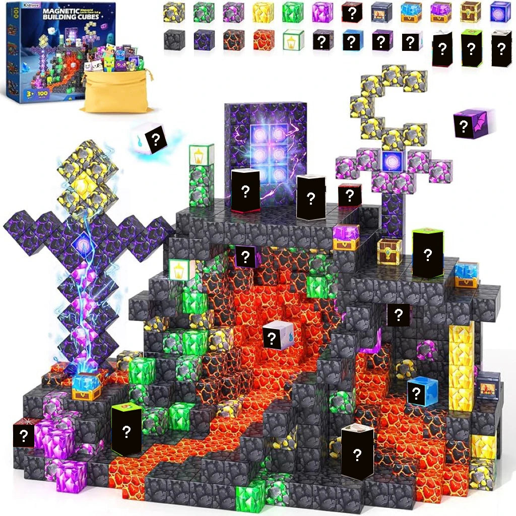 Magnetic Building Blocks | Mine World Cube Set | STEM Toy | Ages 3 Plus