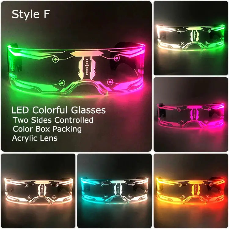 Acrylic LED Luminous Glasses Glow Party Glasses Neon Light Up Visor Eyeglasses DJ Bar Party Eyewear For Halloween Christmas - ToylandEU
