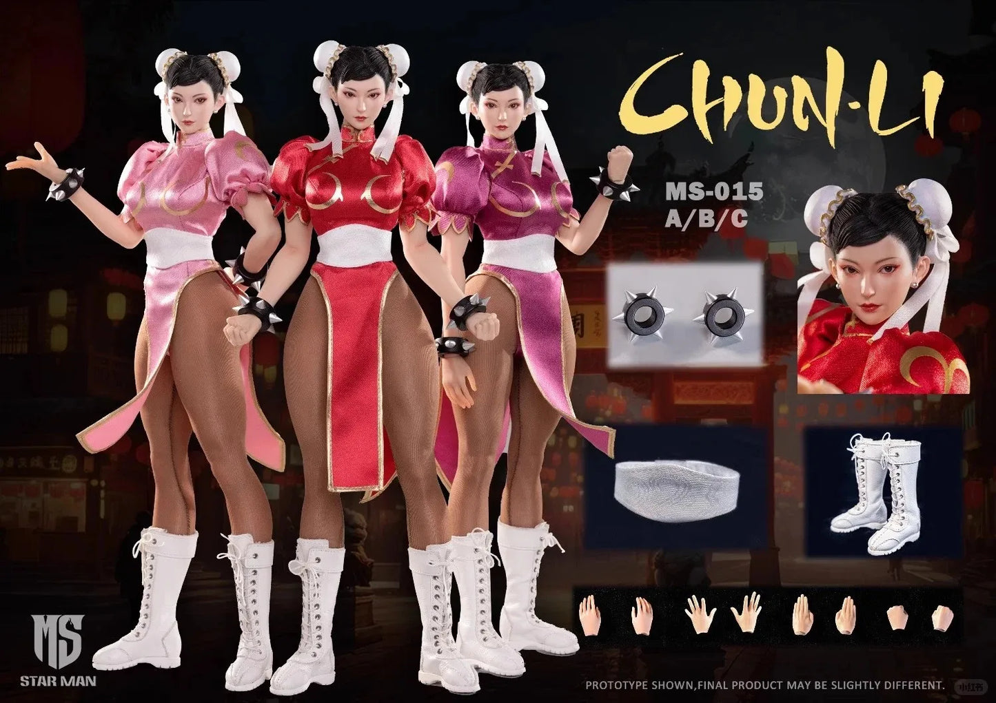 Action Figure | Chun Li MS-015 | Bandai | Pink, Red, Purple Version
