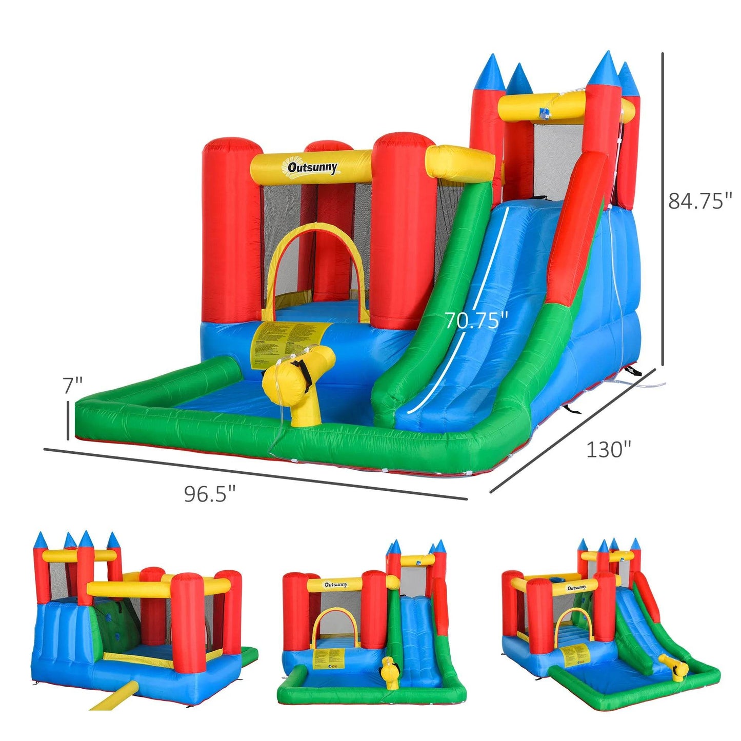 Inflatable Slide Water Park Trampoline Bouncing House Outdoor Garden For Endless Fun to Kids with Blower and Toys - ToylandEU