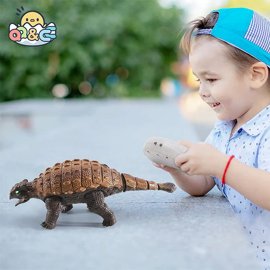 Realistic Ankylosaurus RC Dinosaur Toy with Walking and Lights for Kids