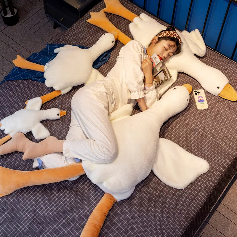 50-160cm Cute Big White Goose Plush Toy Kawaii Huge Duck Sleep Pillow