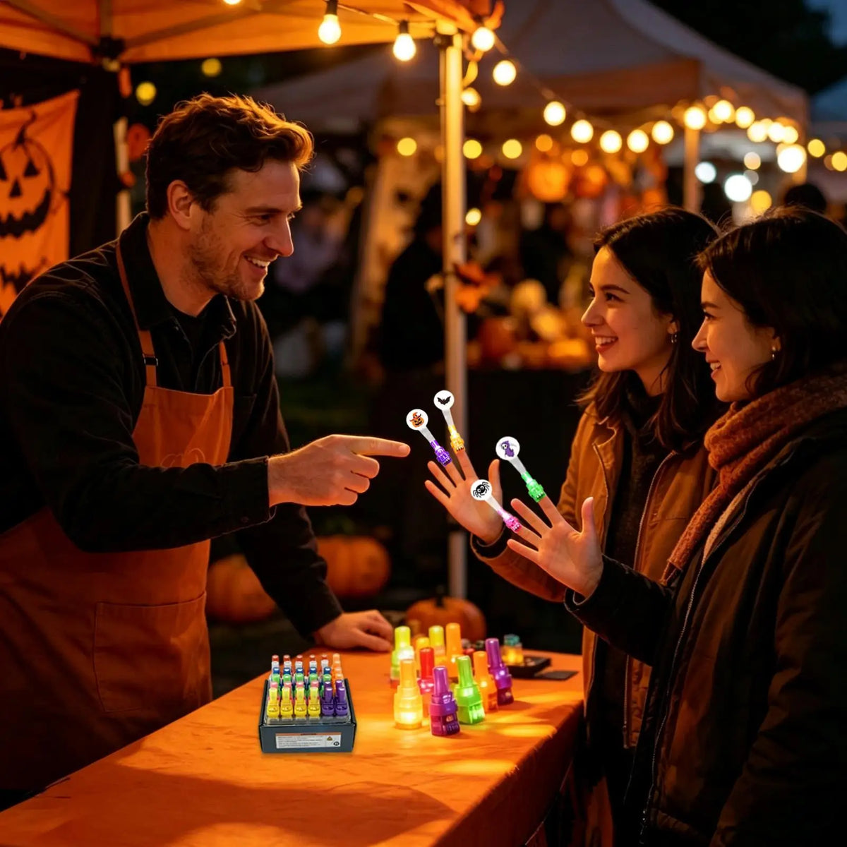 Halloween Finger Lights | 36 Pack LED Glow | Battery Operated For Kids Party
