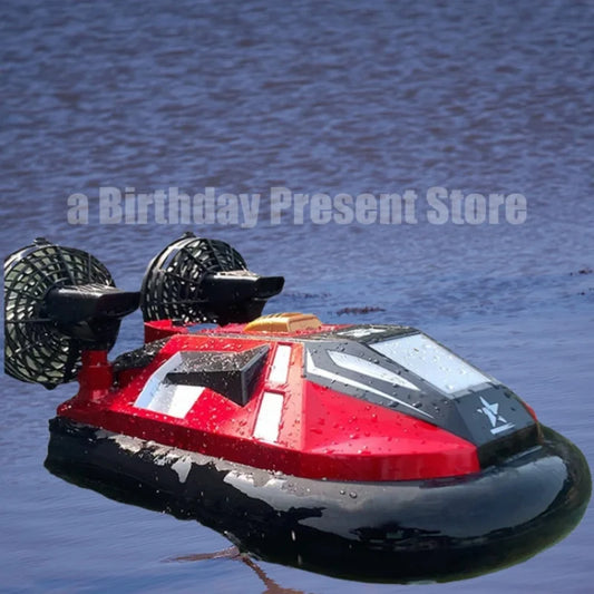 RC 4-Way Remote Control Amphibious Hovercraft Speedboat for Kids - High-Speed Electric Land and Water Racing Toy