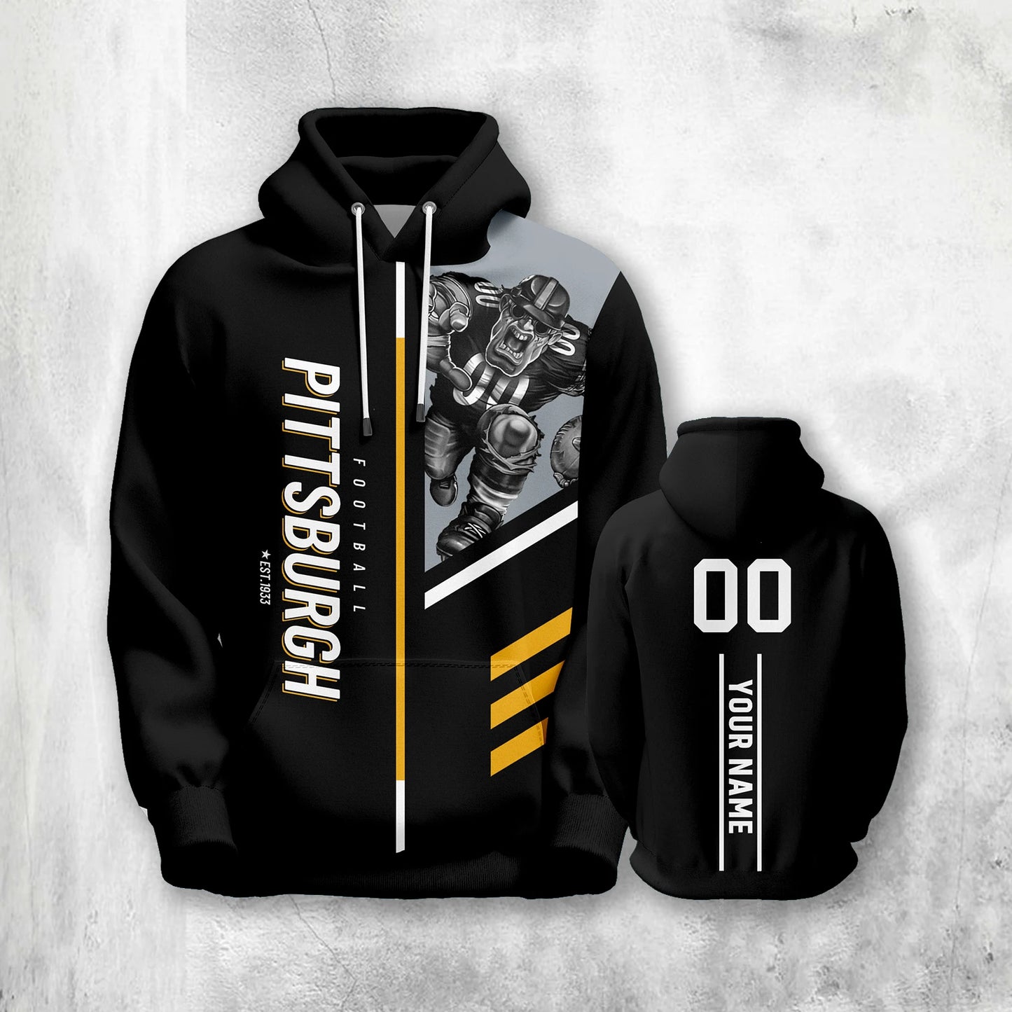 Personalized Pittsburgh City 3D Printed American Football Hoodie for Men, Women, and Youth - Custom Name and Number Sweatshirt Gift