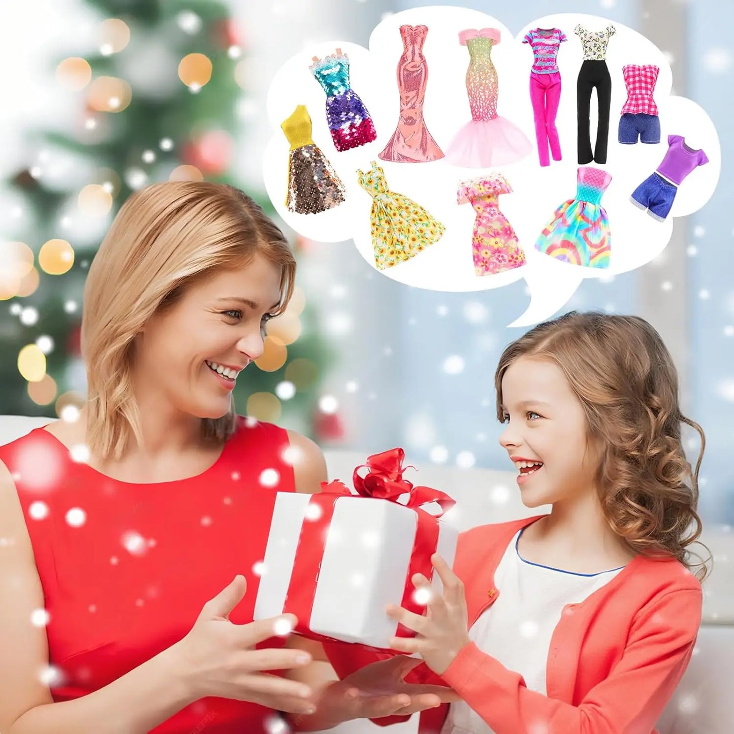 23-Piece Doll Clothes Set With Floral Sequined Mermaid Dress