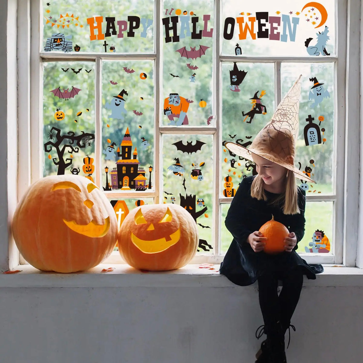 Halloween Window Clings | Reusable Plastic | Indoor Outdoor Party Decor