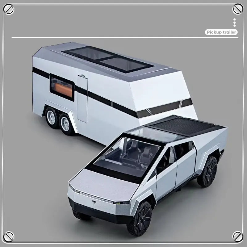 1/32 Scale Alloy Tesla Cybertruck Pickup Trailer Diecast Car Model - ToylandEU