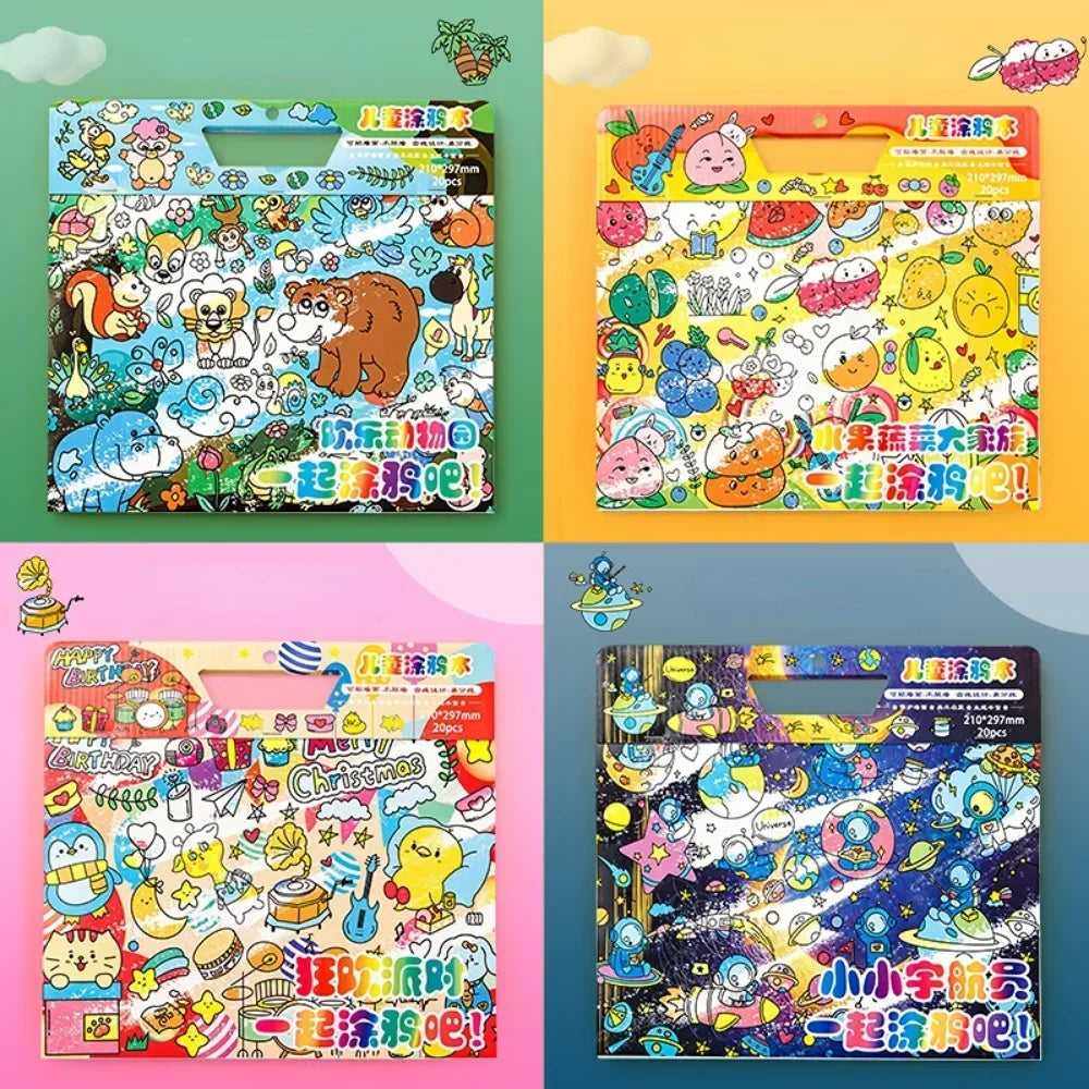 Children's Color Filling Drawing Book with Sticky Craft Coloring - ToylandEU
