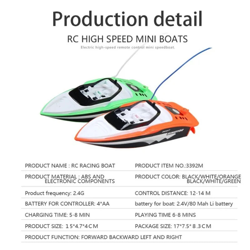 RC High-Speed RC Waterproof Motor Boat with 2.4GHz Remote Control - Mini Rechargeable Electric Sports Toy