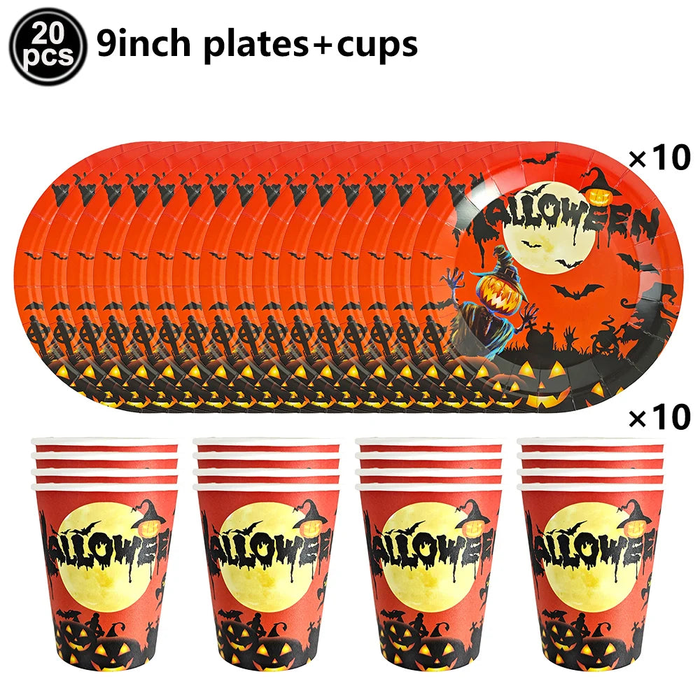 Halloween Party Tableware | Paper Disposable | Plates Cups | Birthday Decor