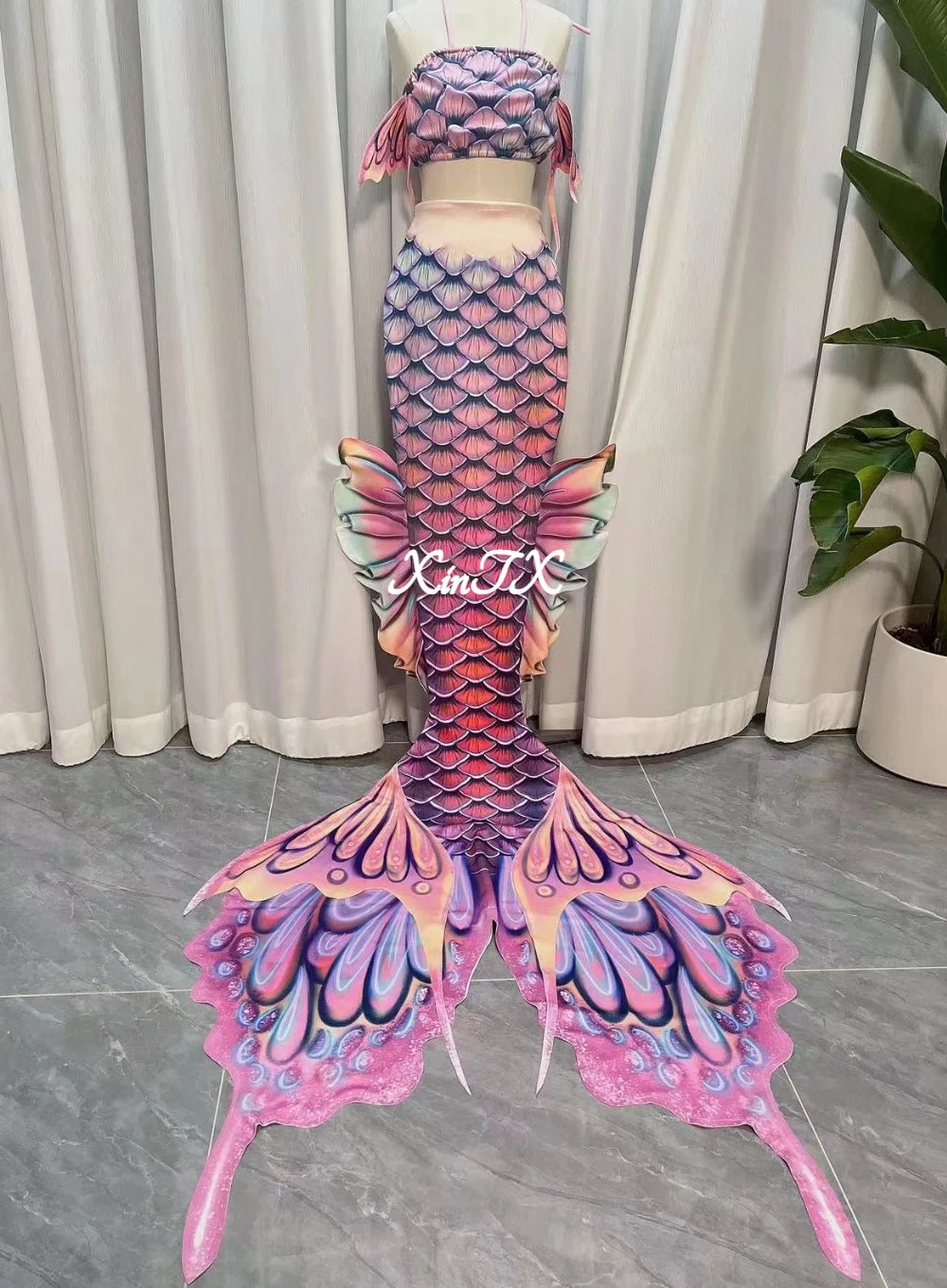 Mermaid Tail Bikini Set | Butterfly Peacock | Polyester Elastane | Custom Size