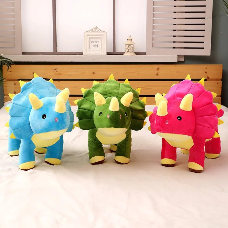 40cm Plush Dinosaur Toy Set Triceratops Stegosaurus Soft