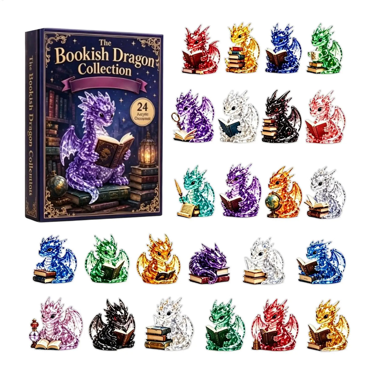 Advent Calendar | 2026 Dragon Figurines | 24 Piece 2D Flat Acrylic Countdown | Cute Christmas Gift