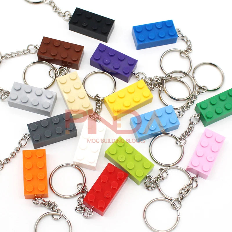 MOC Key Chain Bricks | 10 Pcs Pack | 2X4 Compatible Plates | Kids Craft Set