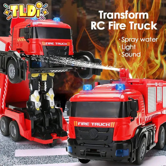 Adaptable RC Fire Truck Toy with Water Spray and Remote Control - ToylandEU