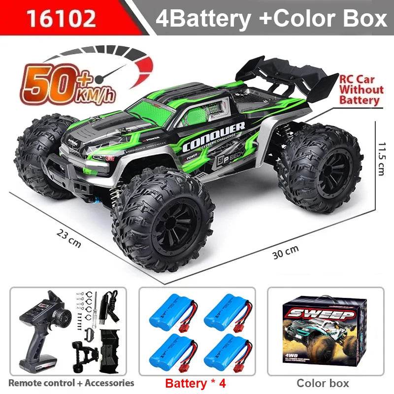 16102 1:16 Rc Car With Led Light 4WD 50km/h High Speed Drift Vehicle - ToylandEU