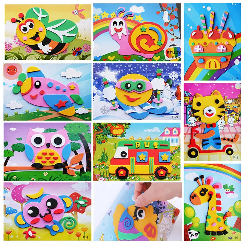 Kids EVA Foam Sticker Set | 3D Cartoon Animals | Multi Pattern Styles | 5Pcs Lot