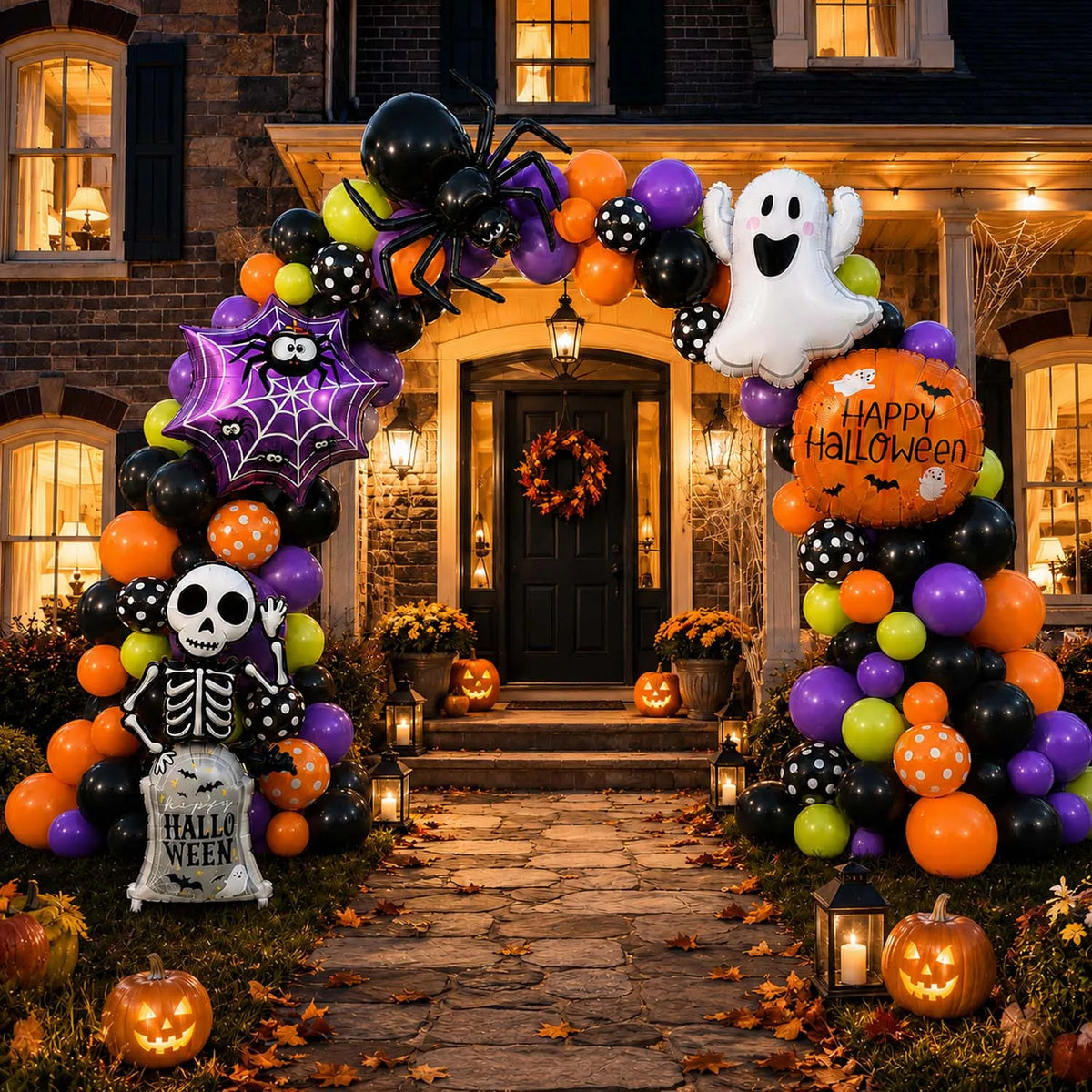Halloween Balloon Garland Kit | 108pc Set | Foil Latex Mix | Party Decor
