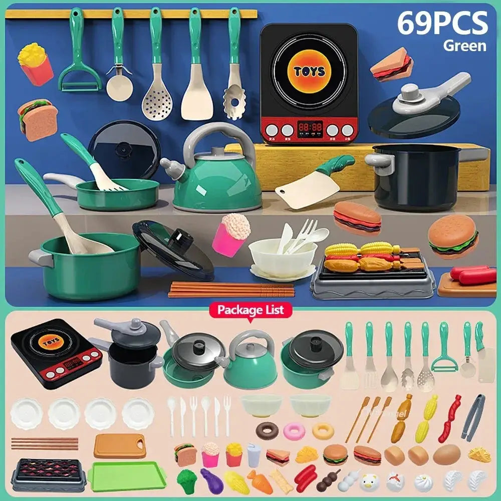 Kids Kitchen Toys Set 92/69/59 PCS Play Food with Pots Pans & Utensils Small Pretend Cooking Toys for Toddlers Girls Boys Gift - ToylandEU