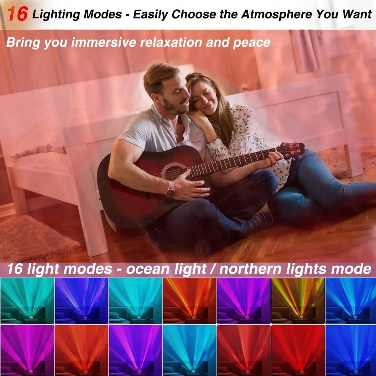 Ocean Wave Projector | 16 LED Colors | Remote Control | Bedroom Decor