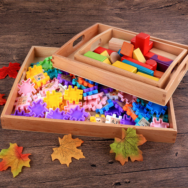 Montessori Wooden Tray for Preschool Learning and Sensory Exploration