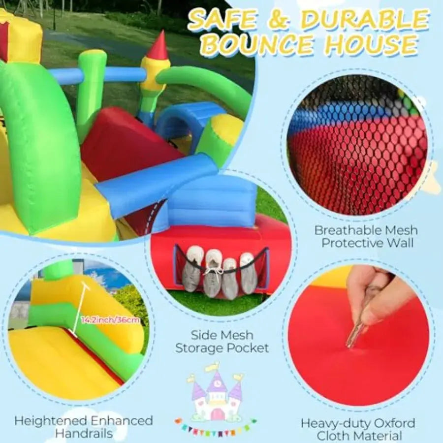 Bounce House for Big 8-12, 18 x 8.2FT 3-6 Inflatable Obstacle Course w/Dual Tunnels, Large Slide, Climbing, Obstacles and Bounc - ToylandEU