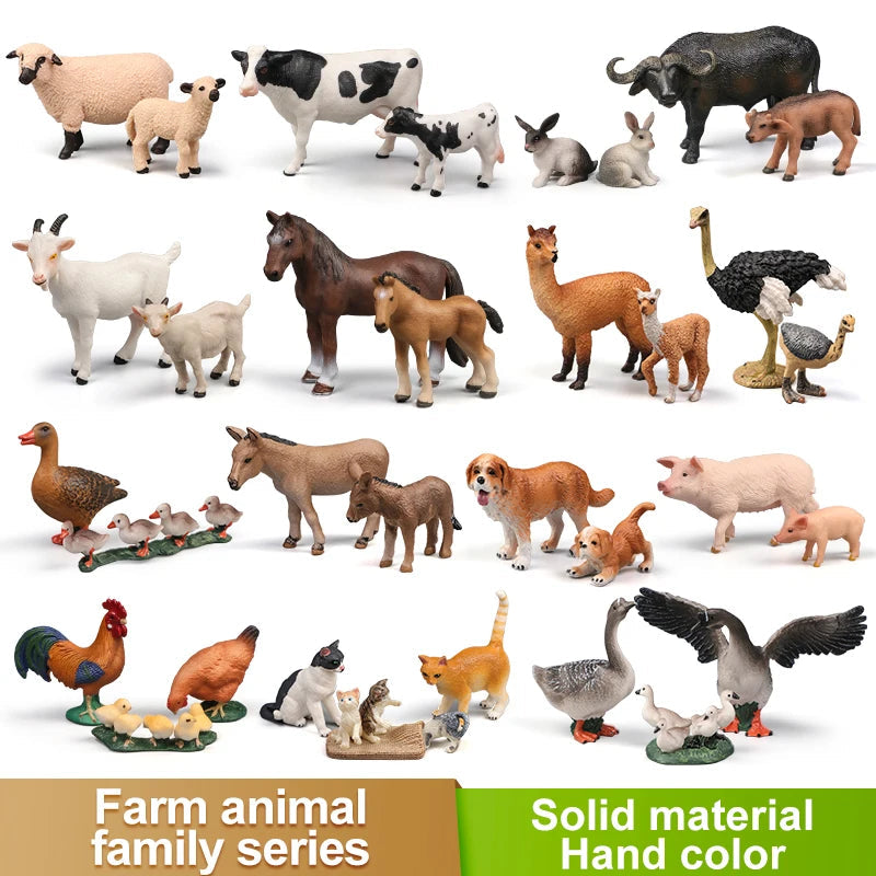 Realistic Farm Animal Set - Duck, Goose, Swan, Hen, Chicken, Dog, Cow Simulation Kit - ToylandEU