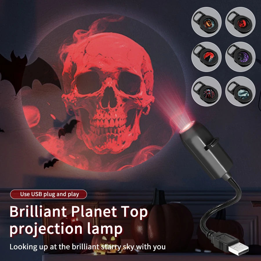 LED Projection Light | USB Powered | Moon Pumpkin Scenes | Indoor Party Decor