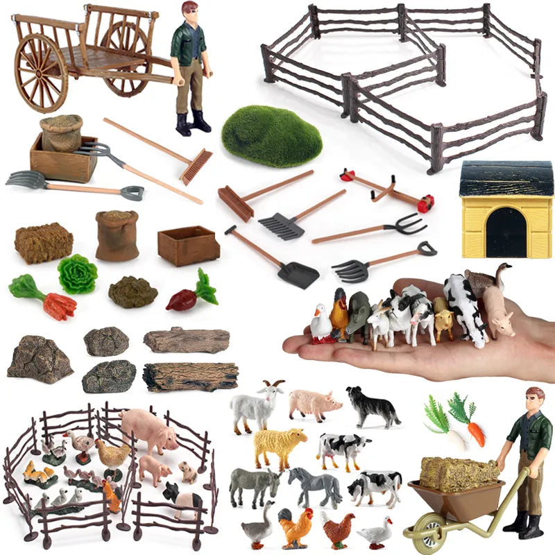 Simulated Farm Character Animals Figurine Breeder Fence Tools Cock