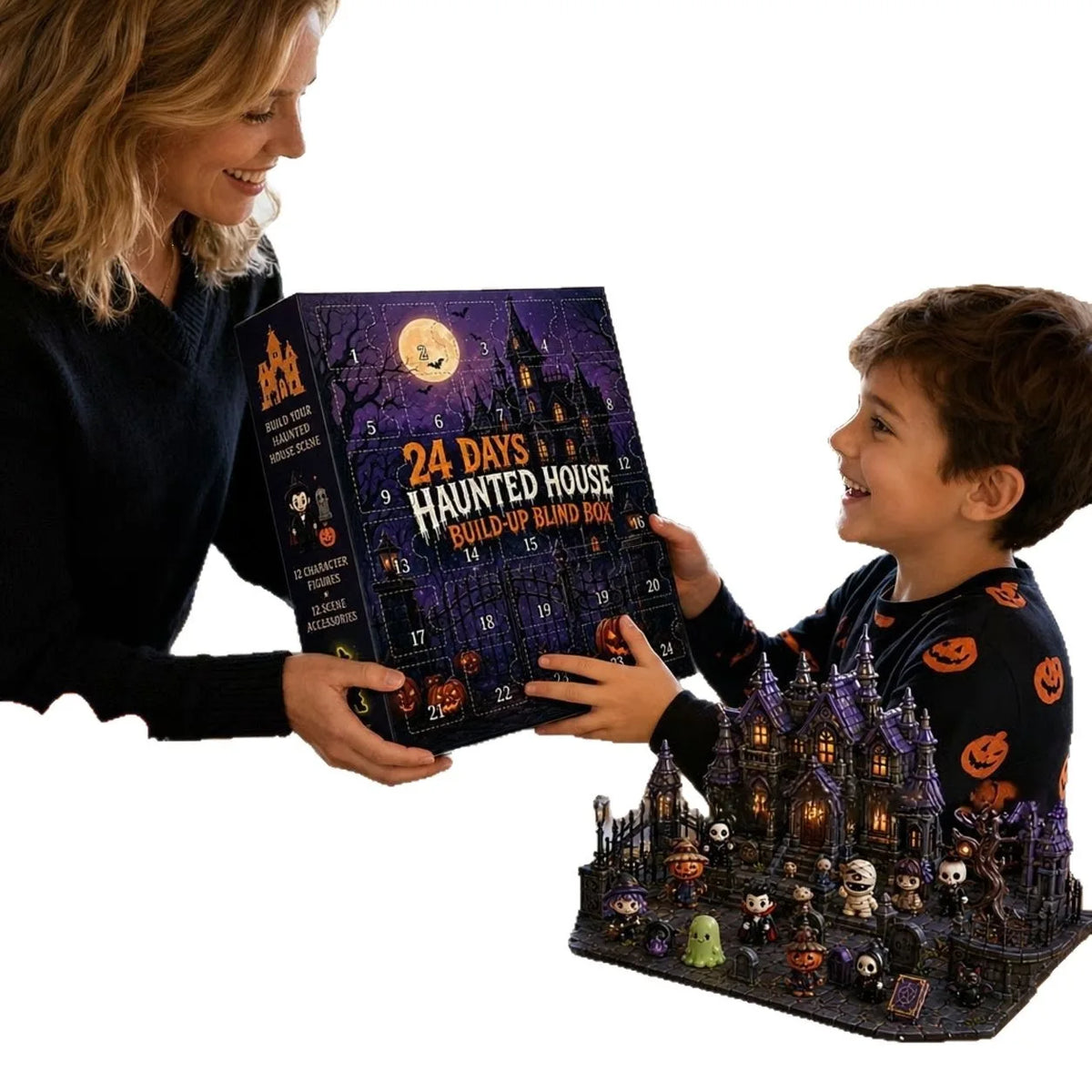 Halloween Countdown Calendar | 24 Piece Ghost Figures | Plastic Basket Stuffers