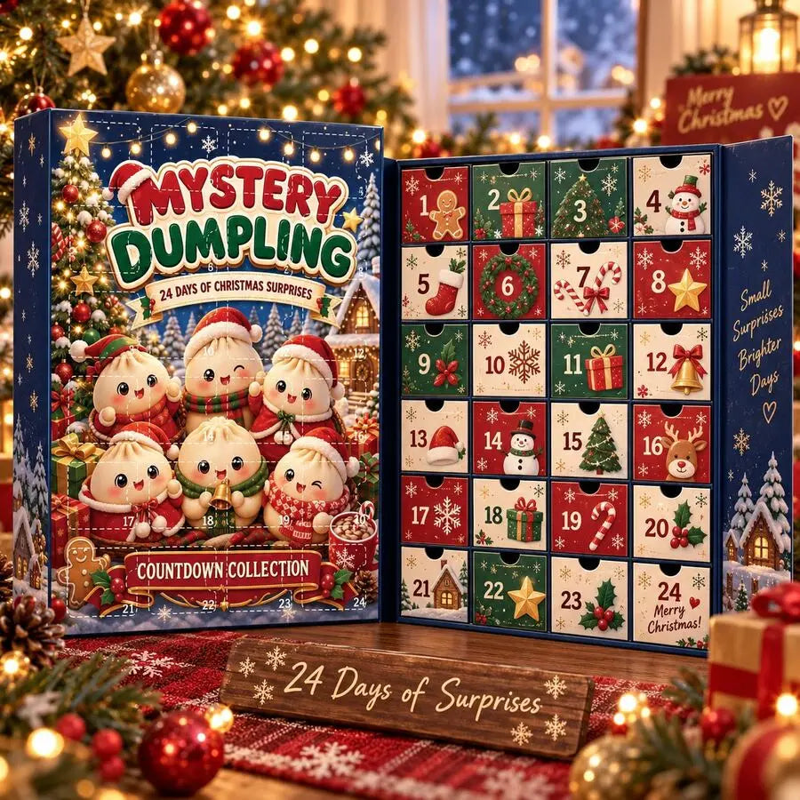 Advent Calendar | 24 Compartment Dumpling Gift Box | Cute Costume Figurines | Festive Tabletop Decor