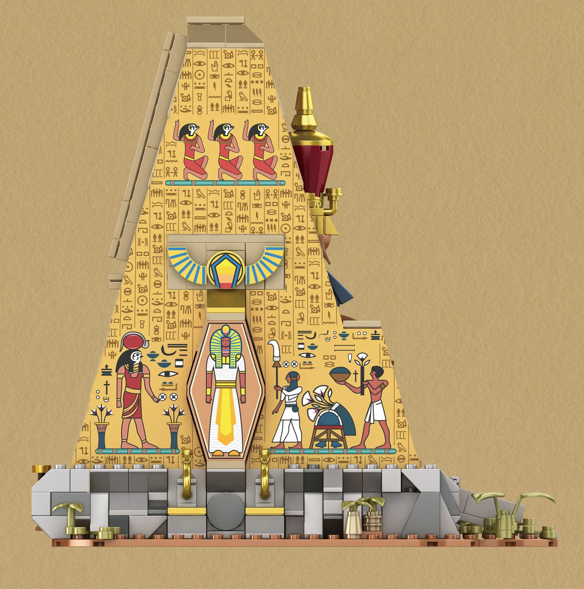Temple Building Blocks | 2666 Piece Set | Carved Hieroglyphs | Adult Display