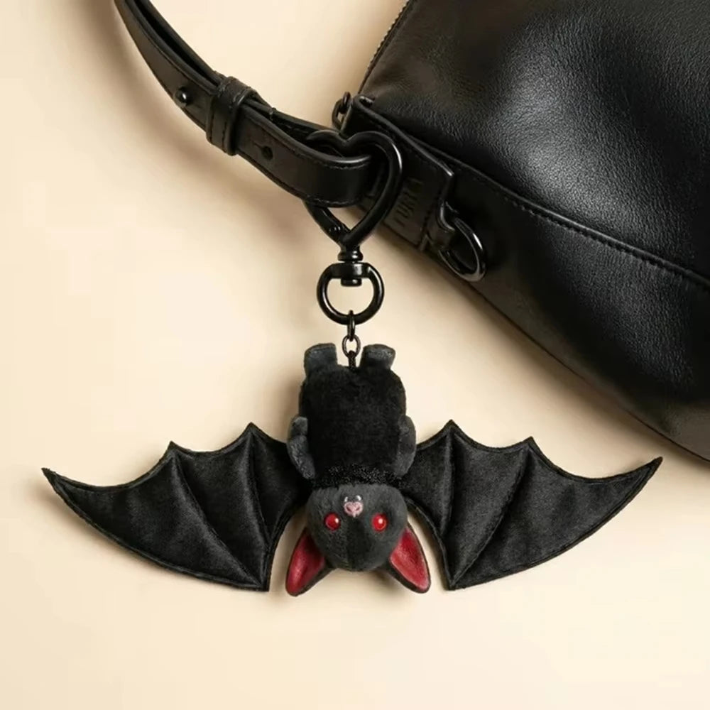 Plush Bat Keychain | Soft Transformable Build | Black Gothic Style For Bags
