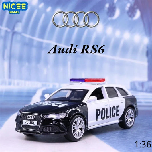 1:36 Scale Audi RS6 Police Car Diecast Model with High Simulation and Metal Alloy Construction