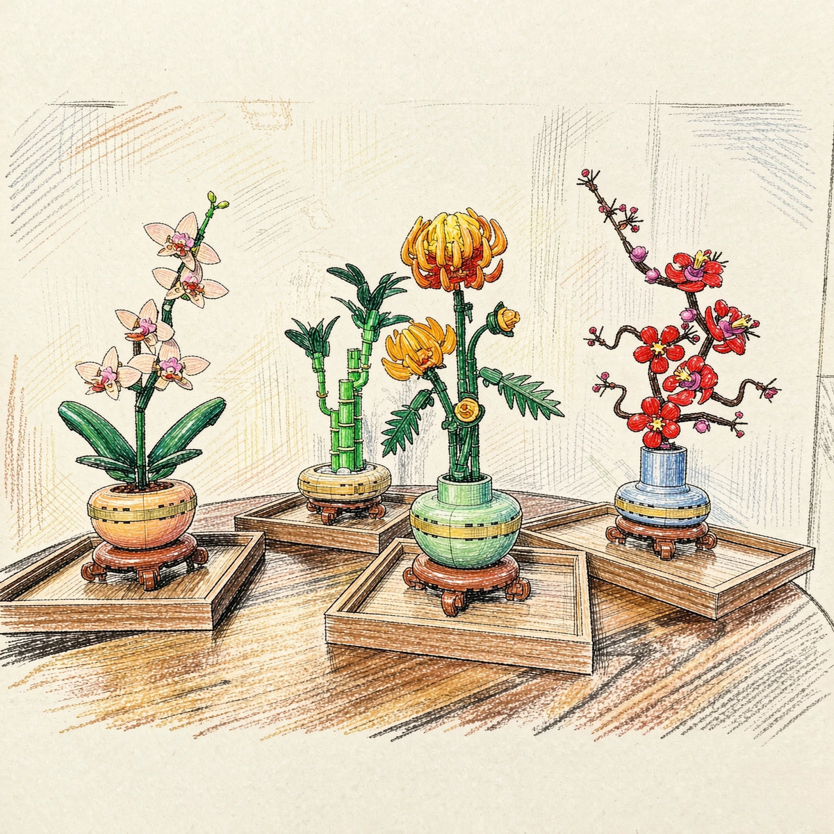 Botanical Building Blocks | Compatible System Bricks | Collector Display Set