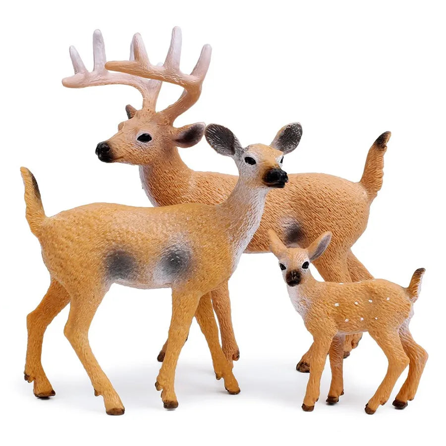 Forest Animal Action Figures Set - Moose, Elk, Reindeer, Alpaca, Sika Deer - ToylandEU