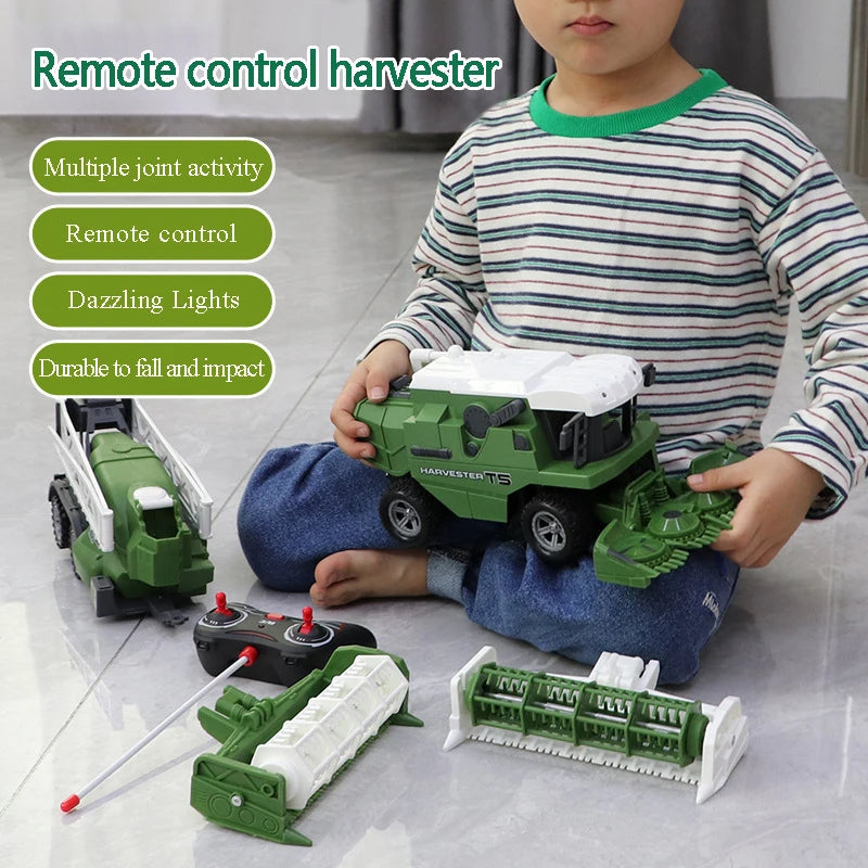 RC Harvester Tractor Truck Model Pusher Simulation Farmer Vehicle With