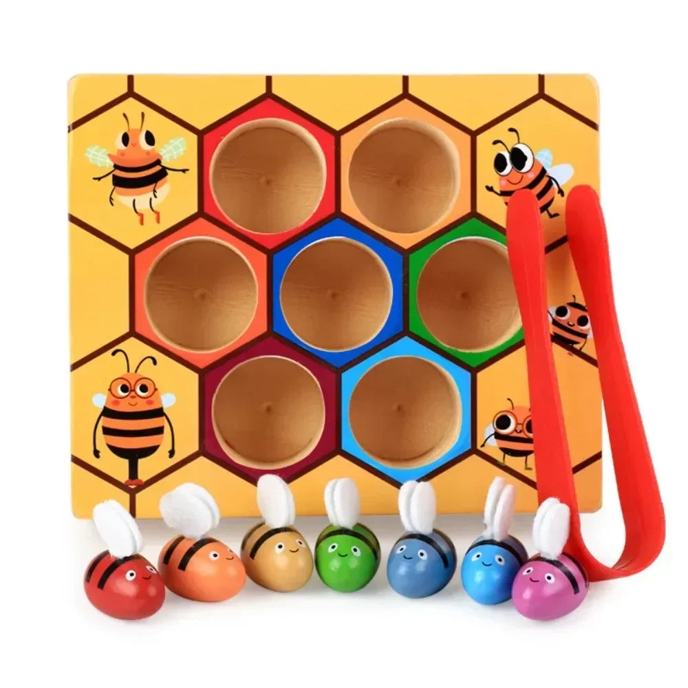 Wooden Beehive Shape Sorting Educational Toy for Color Recognition and Cognitive Development - ToylandEU