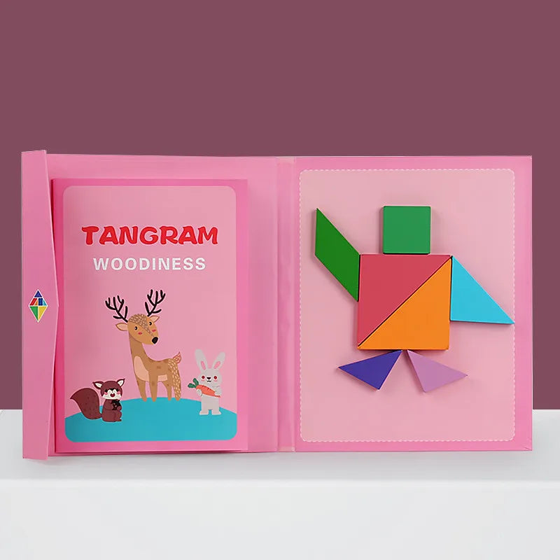 Magnetic Jigsaw Puzzle | 3D Geometric Tangram | Wooden Educational Toy