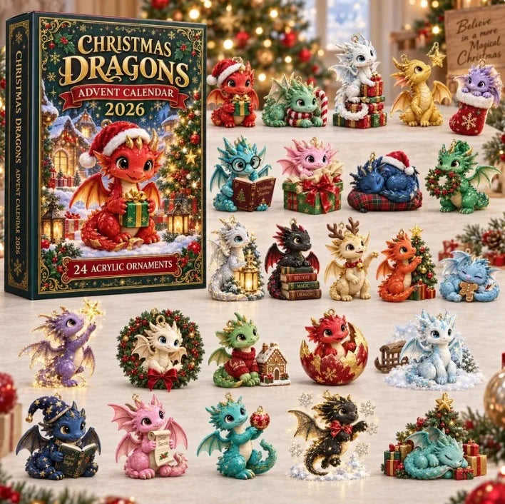 Advent Calendar | 24 Day Dinosaur Theme | Cute Acrylic Pendants | Christmas Tree Backpack And Car Decor