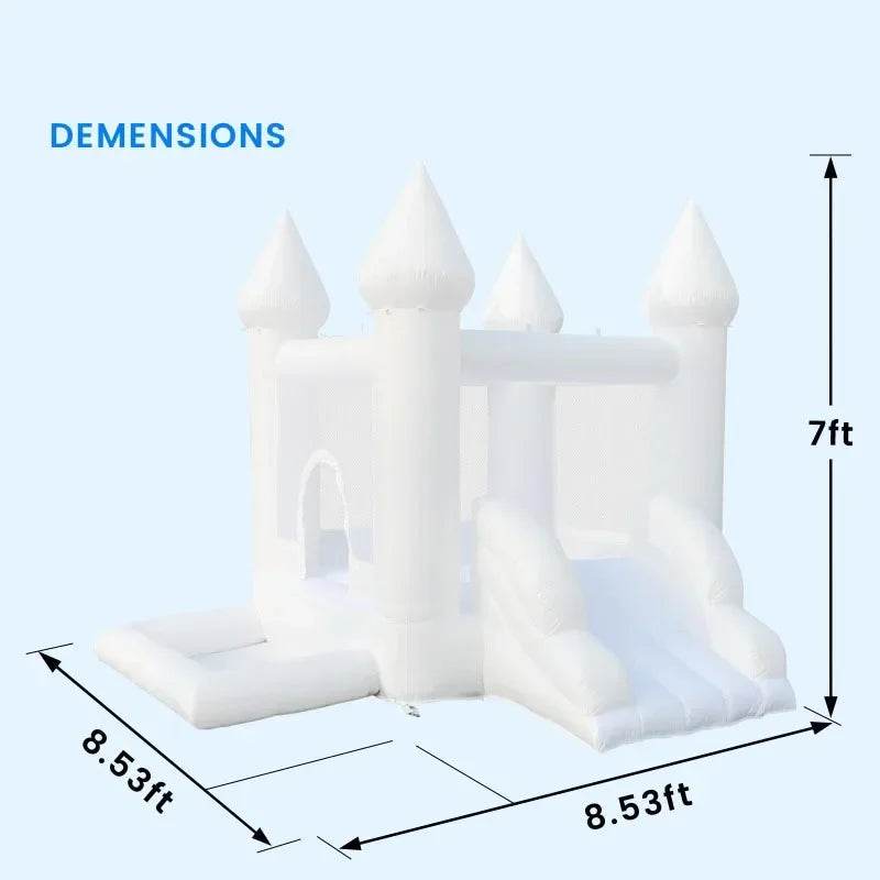 White Inflatable Castle With Blower Trampoline Slide Ball Pit - ToylandEU