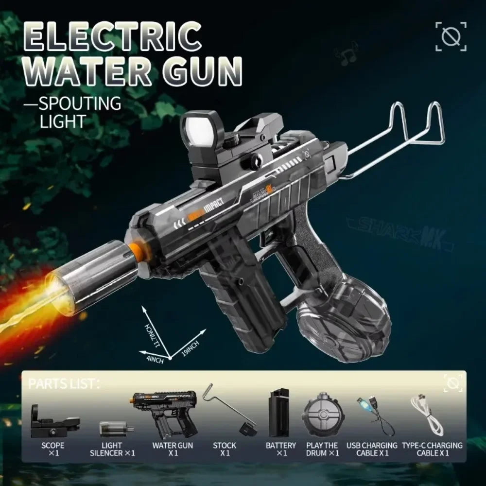 Electric Water Gun | LED Light Recoil | Long Range Blaster