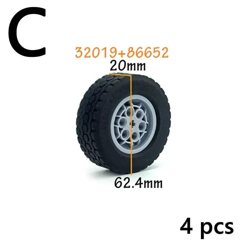MOC Technical Tire Wheel Cross Hole Set Motorcycle Car Truck Wheels 44309 92402 32019 54120 11957 Construction Building Block - ToylandEU