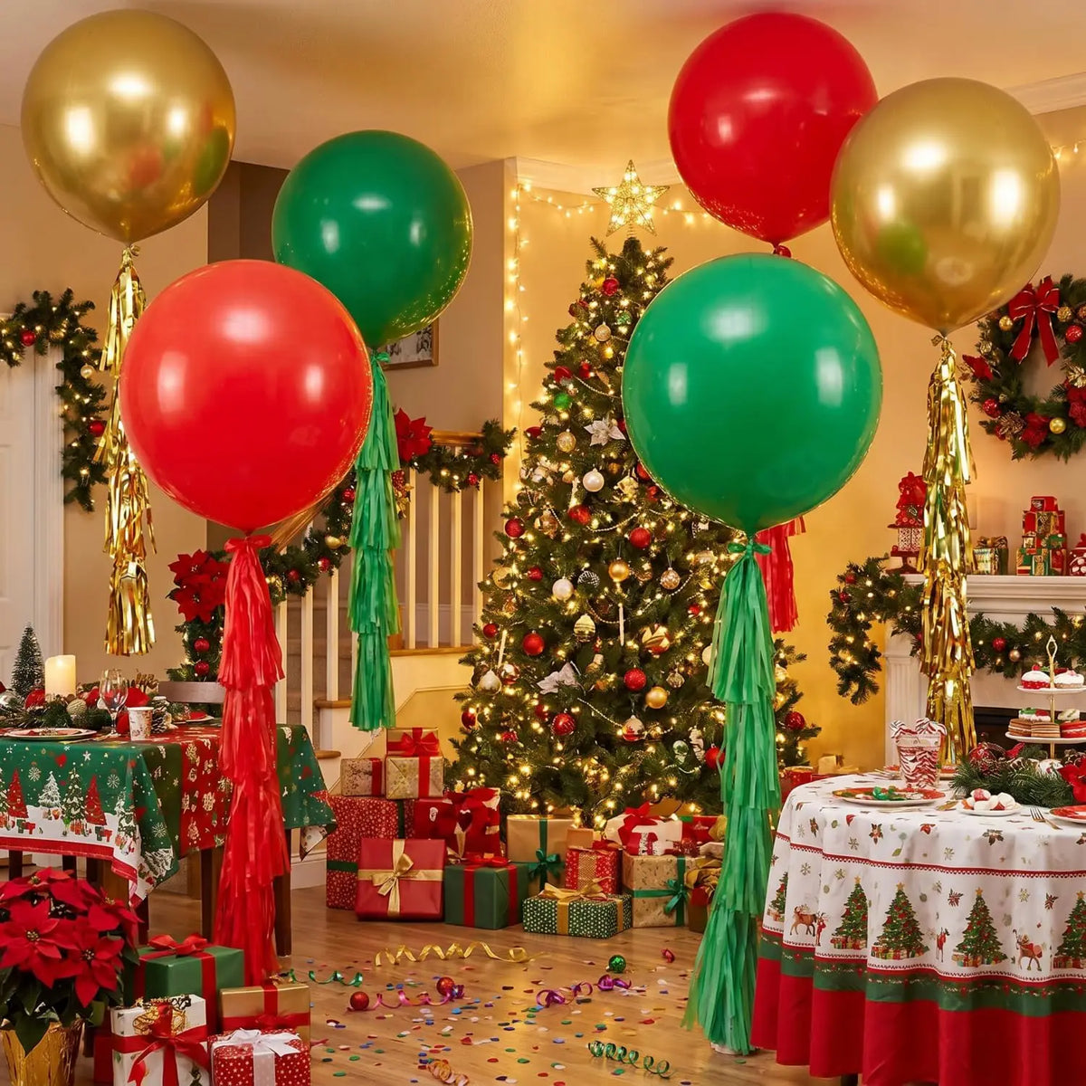 Giant Balloons | 36 Inch | With Tassels | Christmas Party Decor