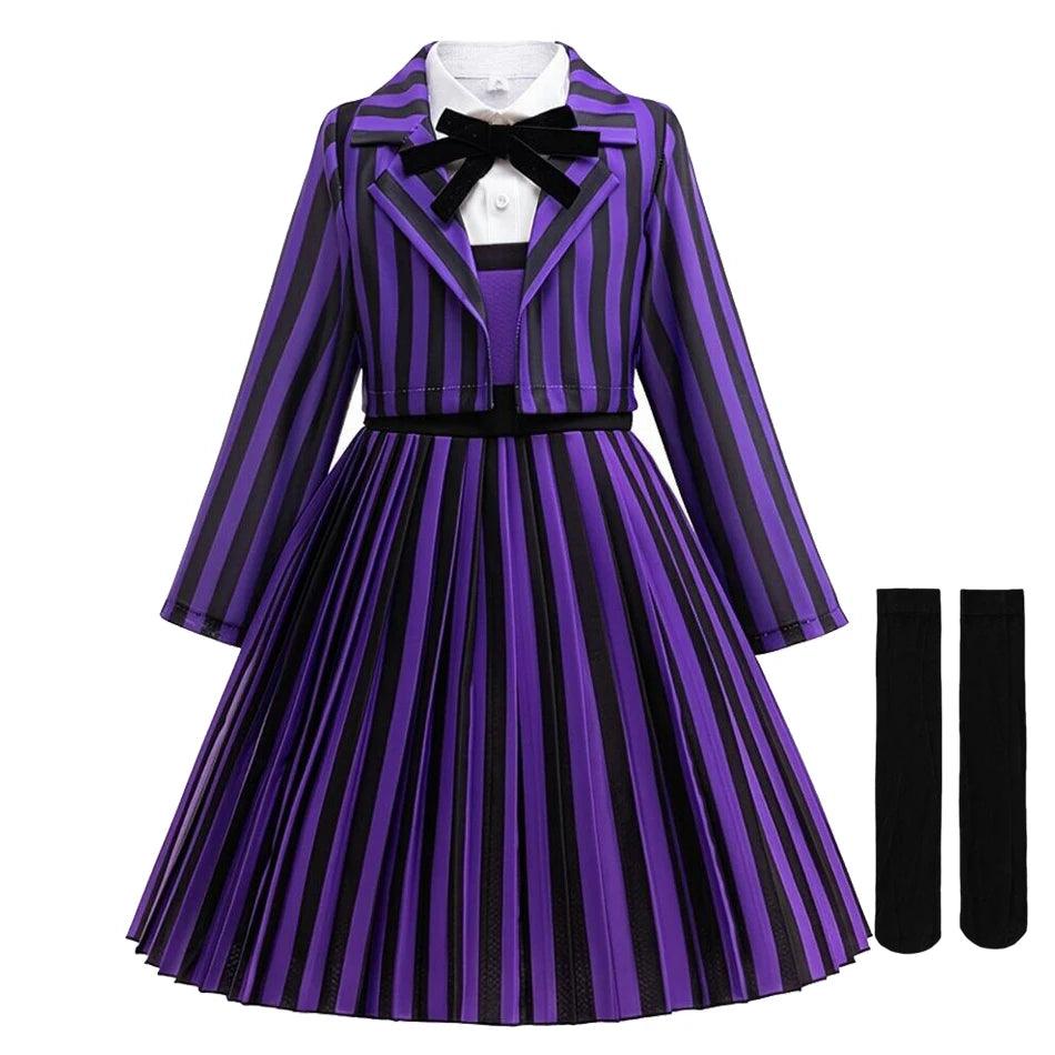Girls Gothic Dress | Mid-Calf Draped | Toylandeu™