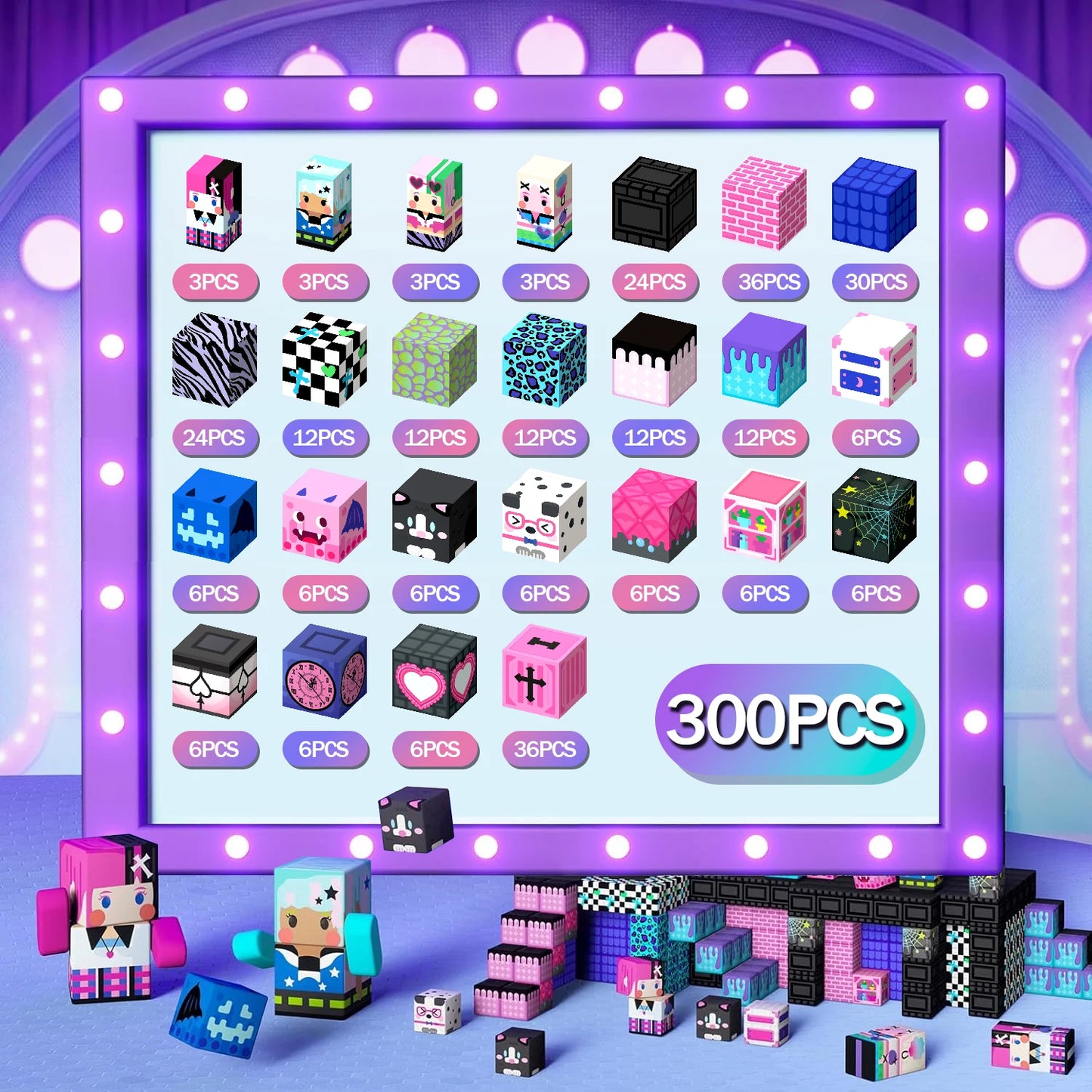 Magnetic Building Blocks | Pink Blossom Castle Theme | 20mm Cubes | Ages 3 Up